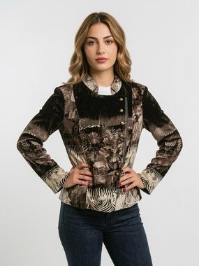 CHACOK Velvet Patchwork Blazer Jacket Women's Size 3